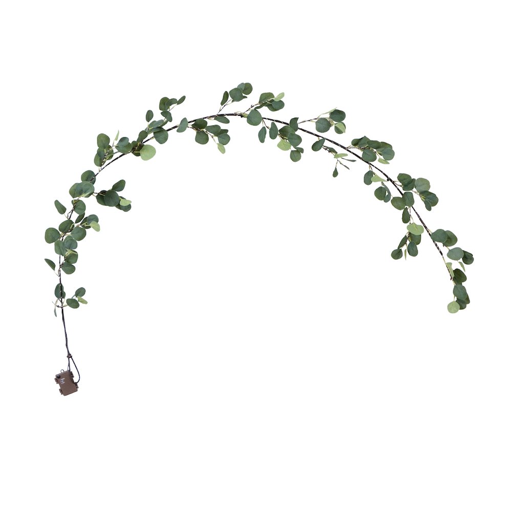 6.5ft. Lighted Artificial Eucalyptus Garland with 100 Warm White LED Lights