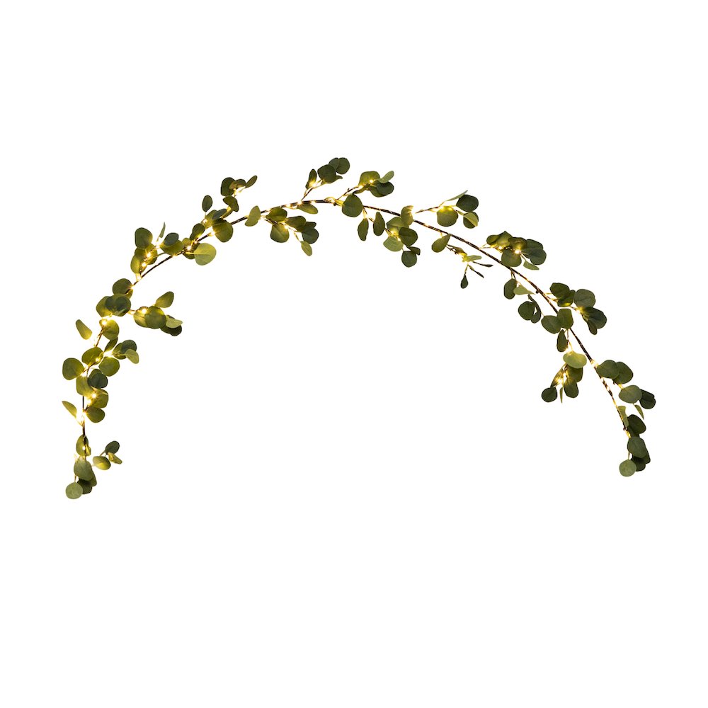 6.5ft. Lighted Artificial Eucalyptus Garland with 100 Warm White LED Lights