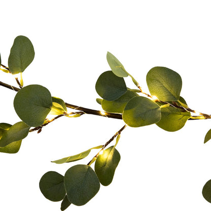 6.5ft. Lighted Artificial Eucalyptus Garland with 100 Warm White LED Lights