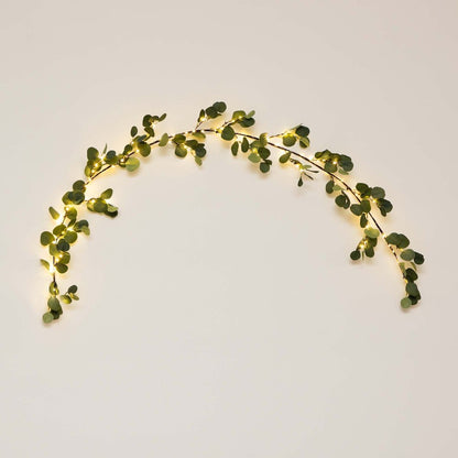 6.5ft. Lighted Artificial Eucalyptus Garland with 100 Warm White LED Lights