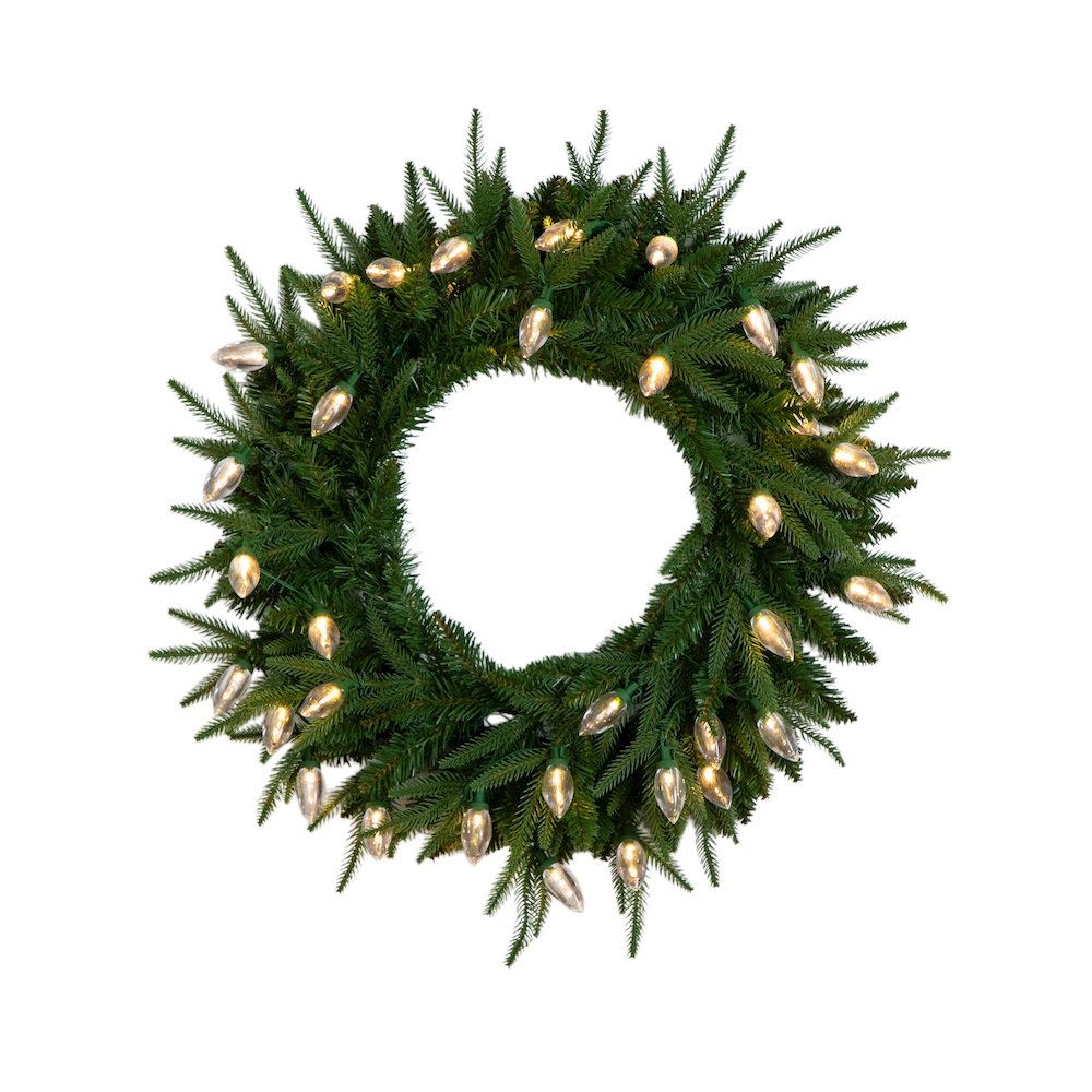 24in. Pre-Lit Artificial Luxembourg Pine Christmas Wreath with 35 LED Lights