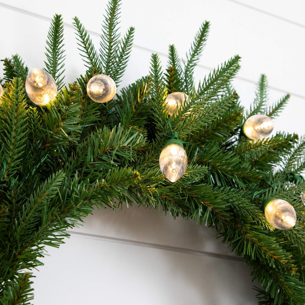 24in. Pre-Lit Artificial Luxembourg Pine Christmas Wreath with 35 LED Lights