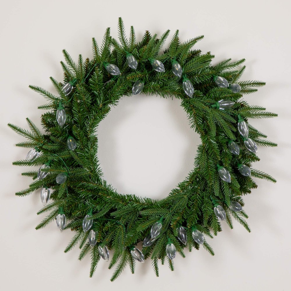24in. Pre-Lit Artificial Luxembourg Pine Christmas Wreath with 35 LED Lights