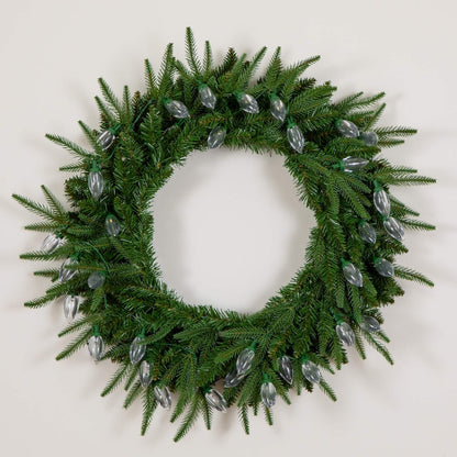 24in. Pre-Lit Artificial Luxembourg Pine Christmas Wreath with 35 LED Lights
