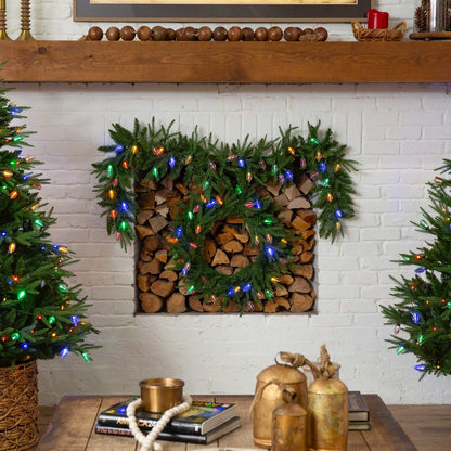 24in. Pre-Lit Artificial Luxembourg Pine Christmas Wreath with 35 LED Lights