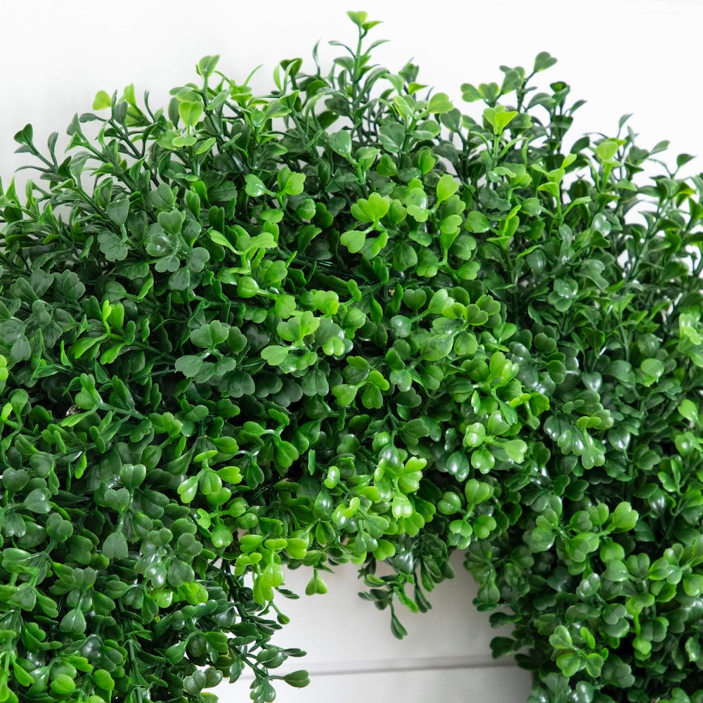 18in. Pre-Lit Artificial Boxwood Wreath with 25 Warm White LED Lights