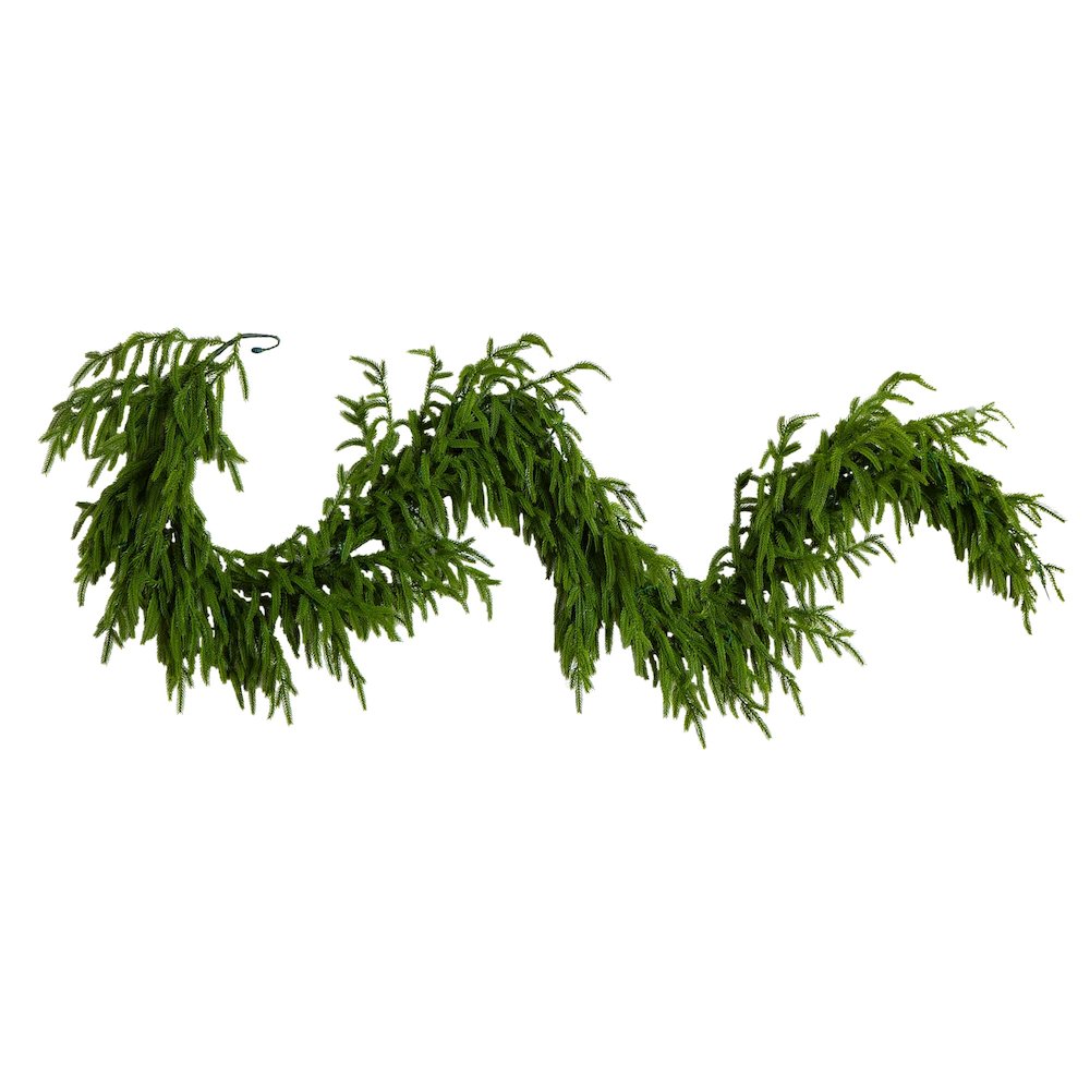 6ft Pre-Lit Artificial Real Touch Norfolk Island Pine Garland with 35 LED Lights