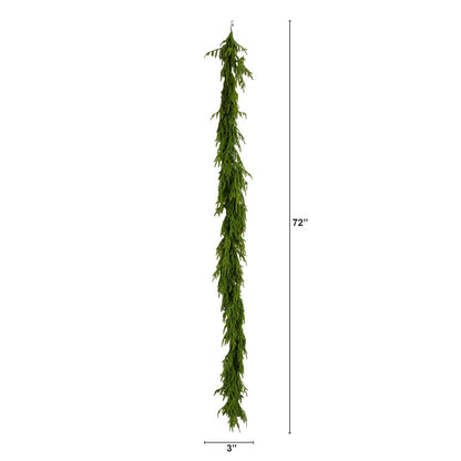 6ft Pre-Lit Artificial Real Touch Norfolk Island Pine Garland with 35 LED Lights