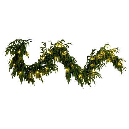 6ft Pre-Lit Artificial Real Touch Norfolk Island Pine Garland with 35 LED Lights