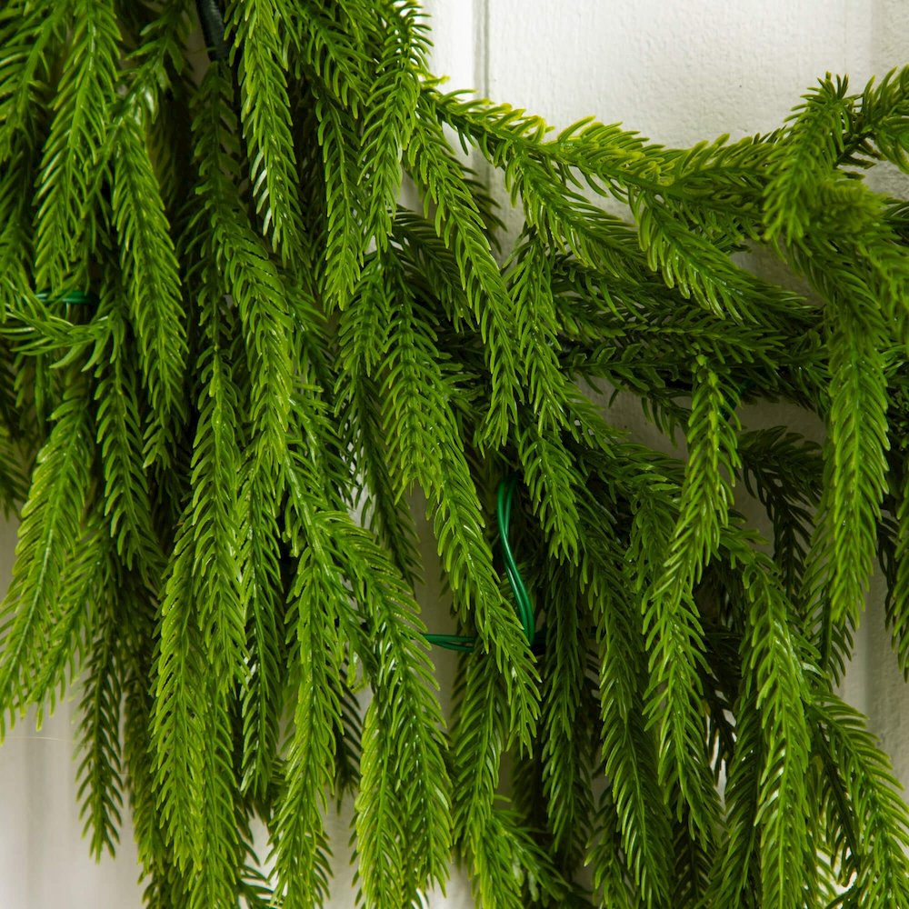 6ft Pre-Lit Artificial Real Touch Norfolk Island Pine Garland with 35 LED Lights