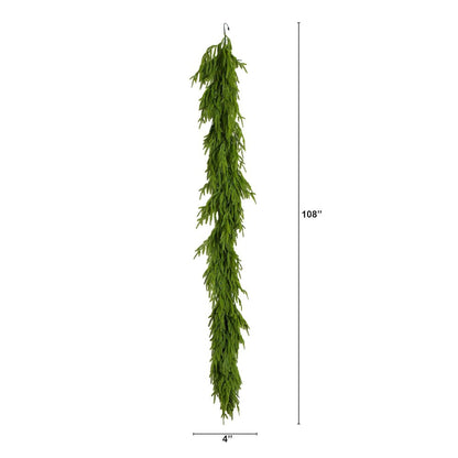 9ft Pre-Lit Artificial Real Touch Norfolk Island Pine Garland with 50 LED Lights