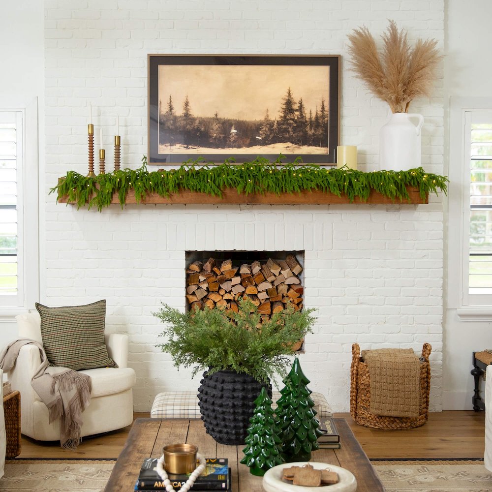 9ft Pre-Lit Artificial Real Touch Norfolk Island Pine Garland with 50 LED Lights