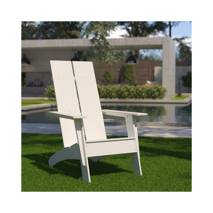 Modern All-Weather Poly Resin Wood Adirondack Chair in White