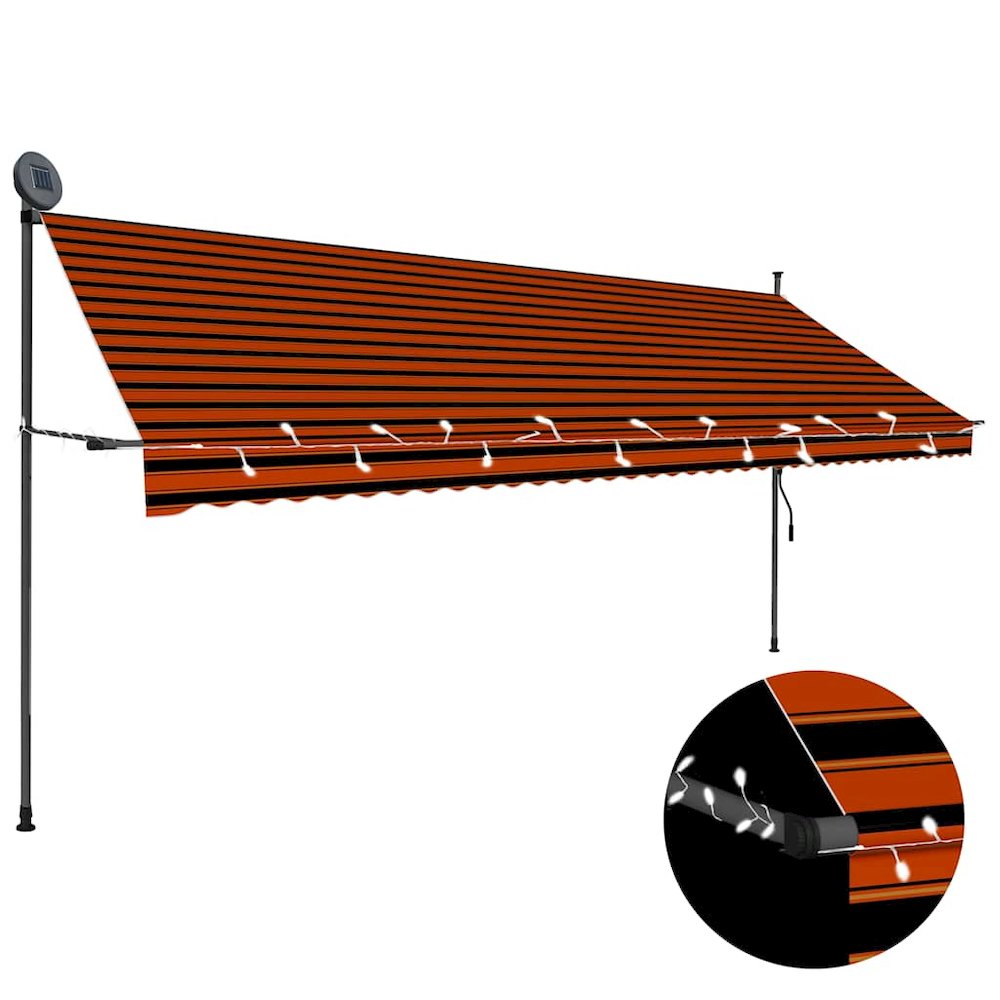 Retractable Awning Orange and Brown Polyester with PU coating, Steel