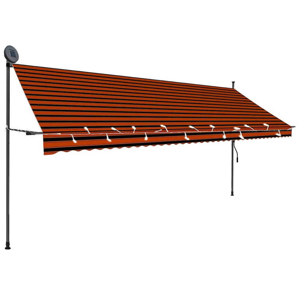 Retractable Awning Orange and Brown Polyester with PU coating, Steel