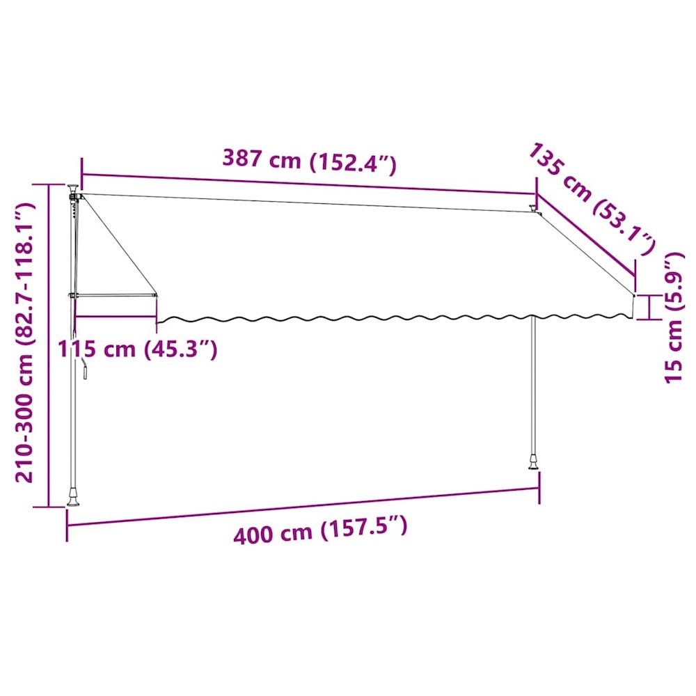 Retractable Awning Orange and Brown Polyester with PU coating, Steel