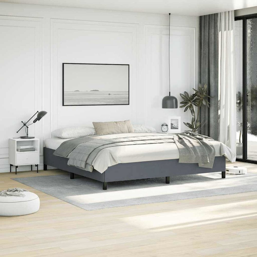 Bed Frame Dark grey Velvet (100% polyester), plywood, engineered wood