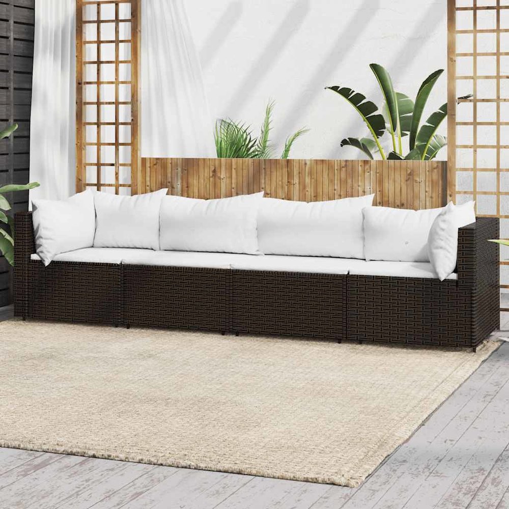 Patio Lounge Set Brown, Cream White