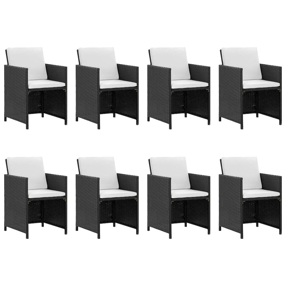 13 Piece Patio Dining Set with Cushions Poly Rattan Black