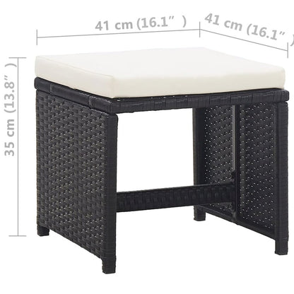 13 Piece Patio Dining Set with Cushions Poly Rattan Black