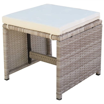 Outdoor Dining Set Grey Poly Rattan Medium Foldable