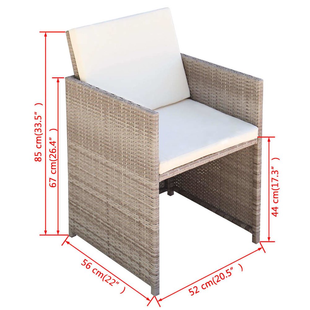 Outdoor Dining Set Grey Poly Rattan Medium Foldable