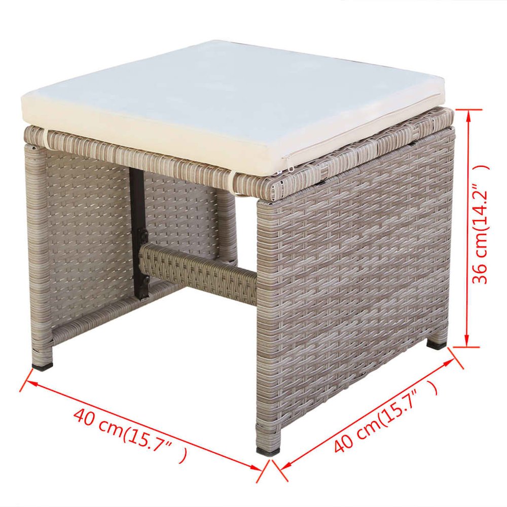 Outdoor Dining Set Grey Poly Rattan Medium Foldable