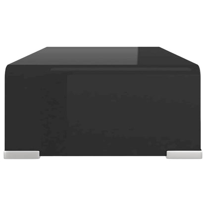 TV Stand Black Tempered glass, plastic Medium Sleek TV Stand