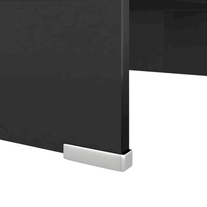 TV Stand Black Tempered glass, plastic Medium Sleek TV Stand