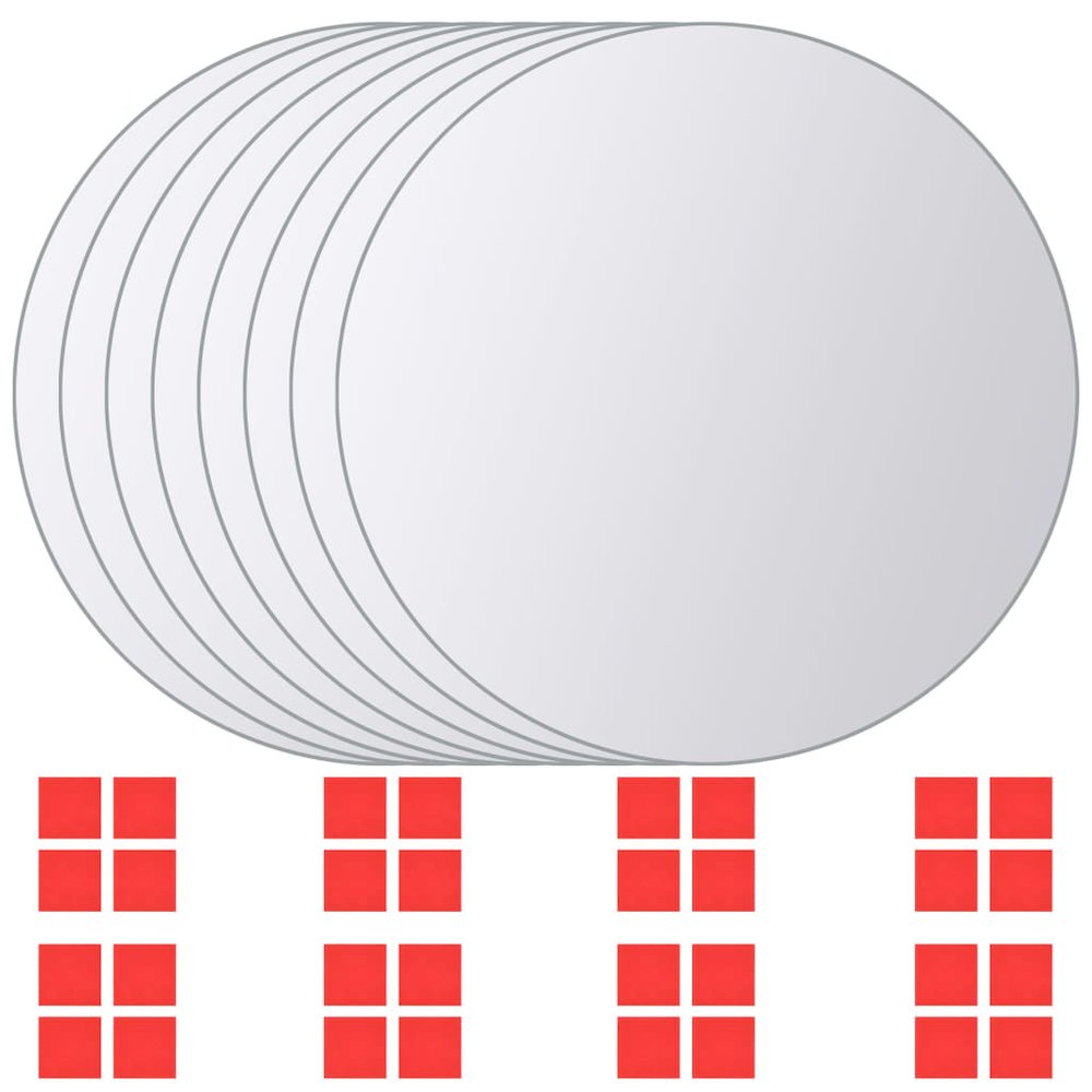 Wall Mirror Set of 8 Transparent Glass Medium Durable