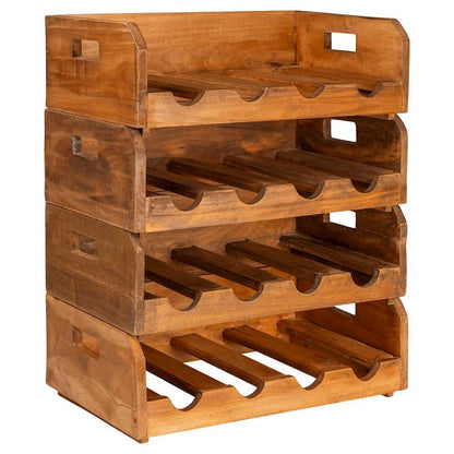 Wine Racks 4 pcs for 16 Bottles Solid Mahogany Wood