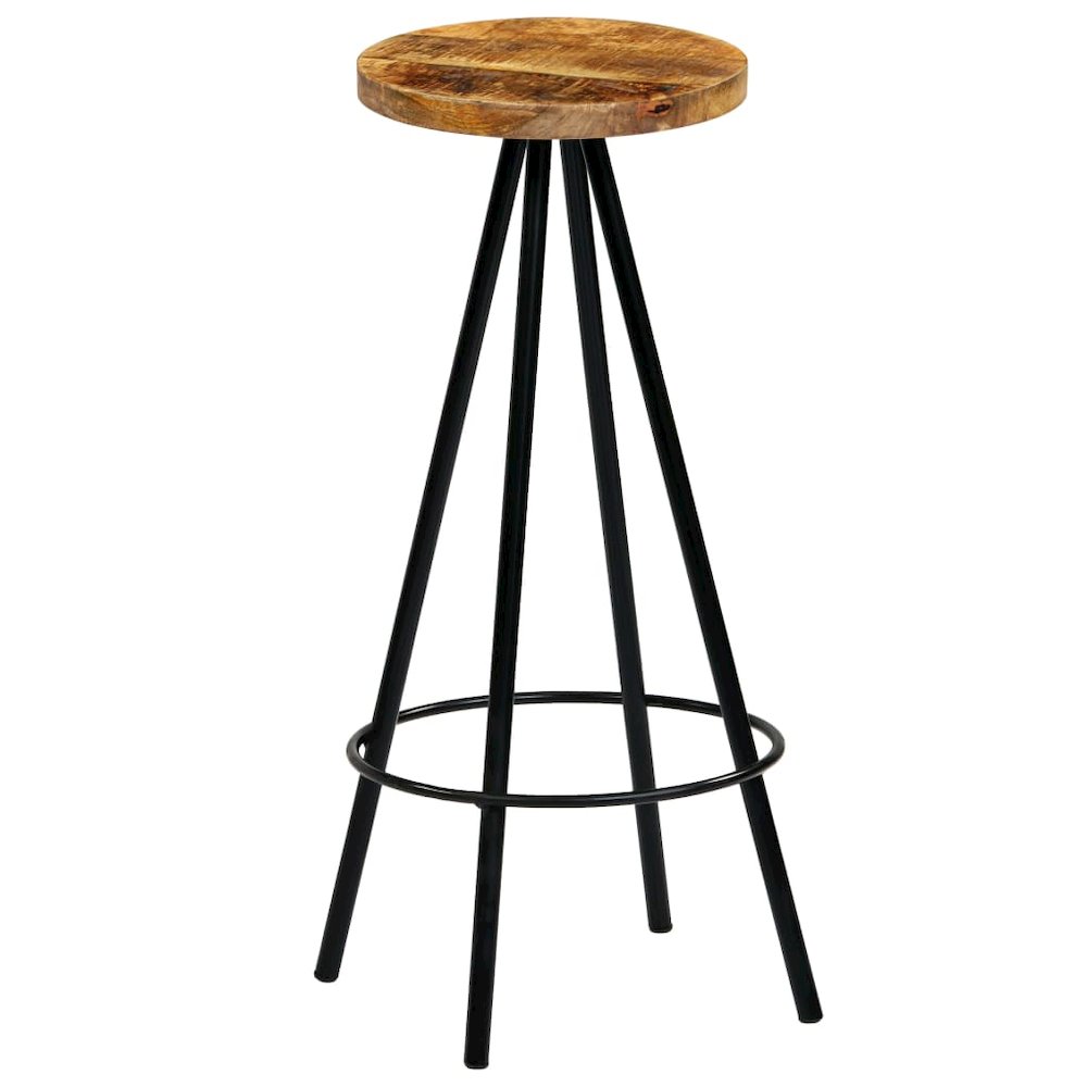 Bar Stool Set of 2 Natural wood and black