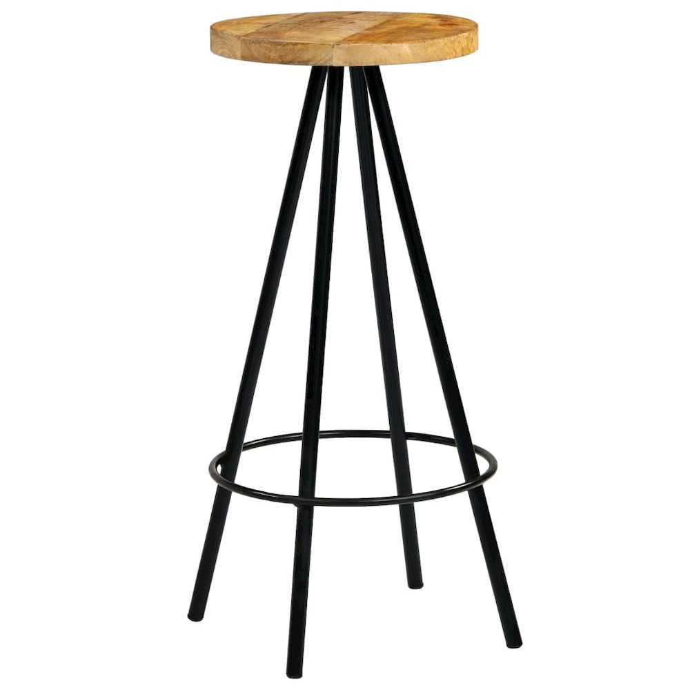 Bar Stool Set of 2 Natural wood and black