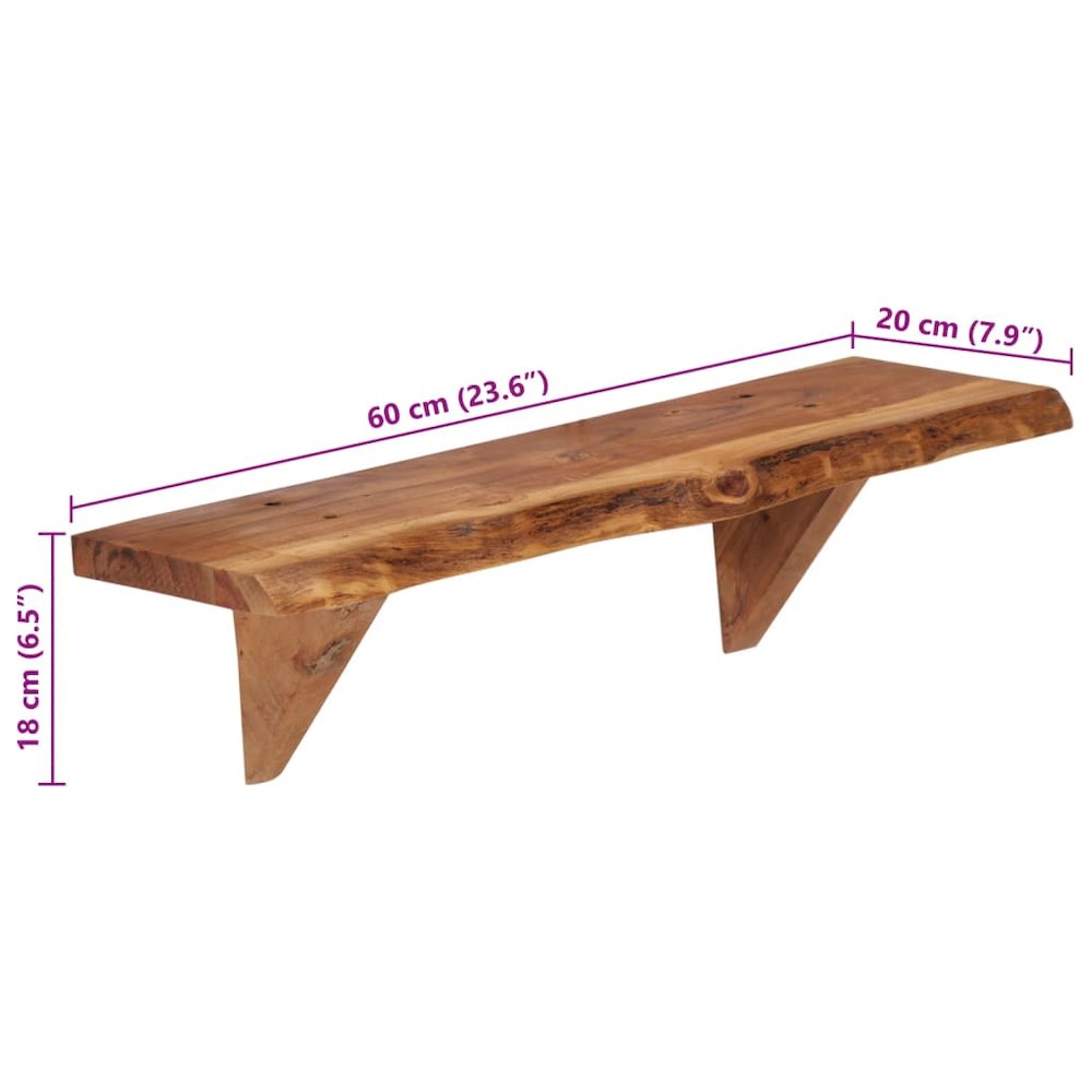 Wall Shelf Set of 2 Natural wood Solid acacia wood Medium