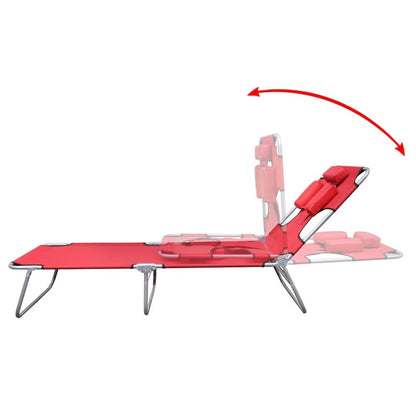 Sun Lounger Red Powder-coated steel frame, Polyester fabric Large