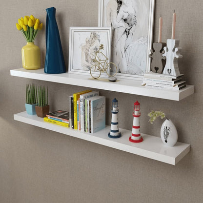 Wall Shelf Set of 2 White MDF 47.2 in wide Wall mounting
