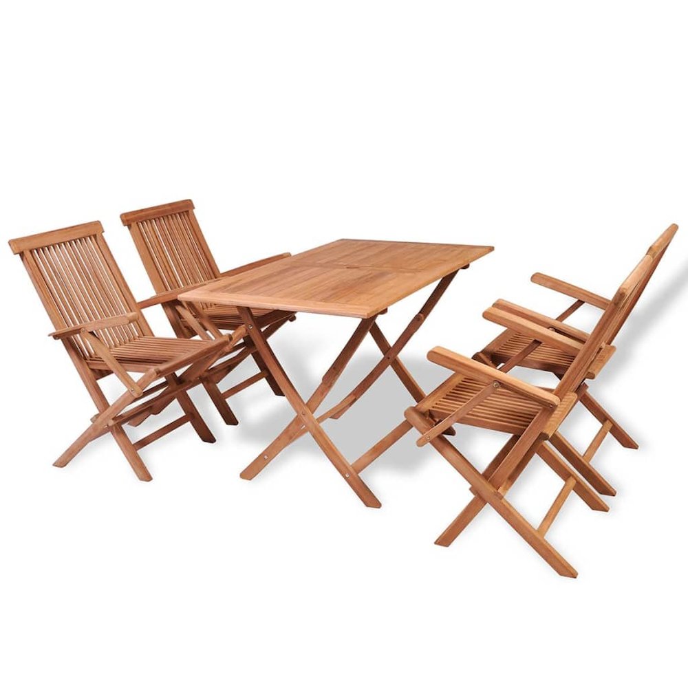 Garden Table And Chair Warm wood color Solid Teak wood 5-Piece Set