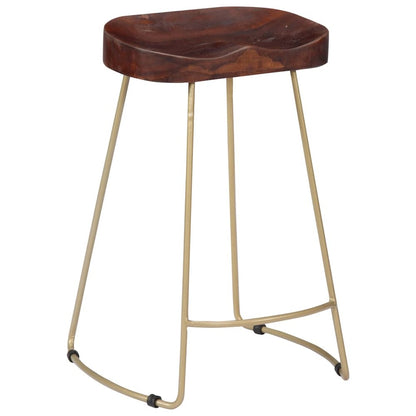 Bar Chair Set of 2 Walnut brown and brass