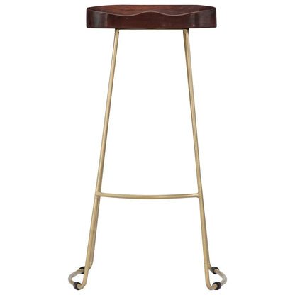 Bar Chair Set of 2 Walnut brown and brass