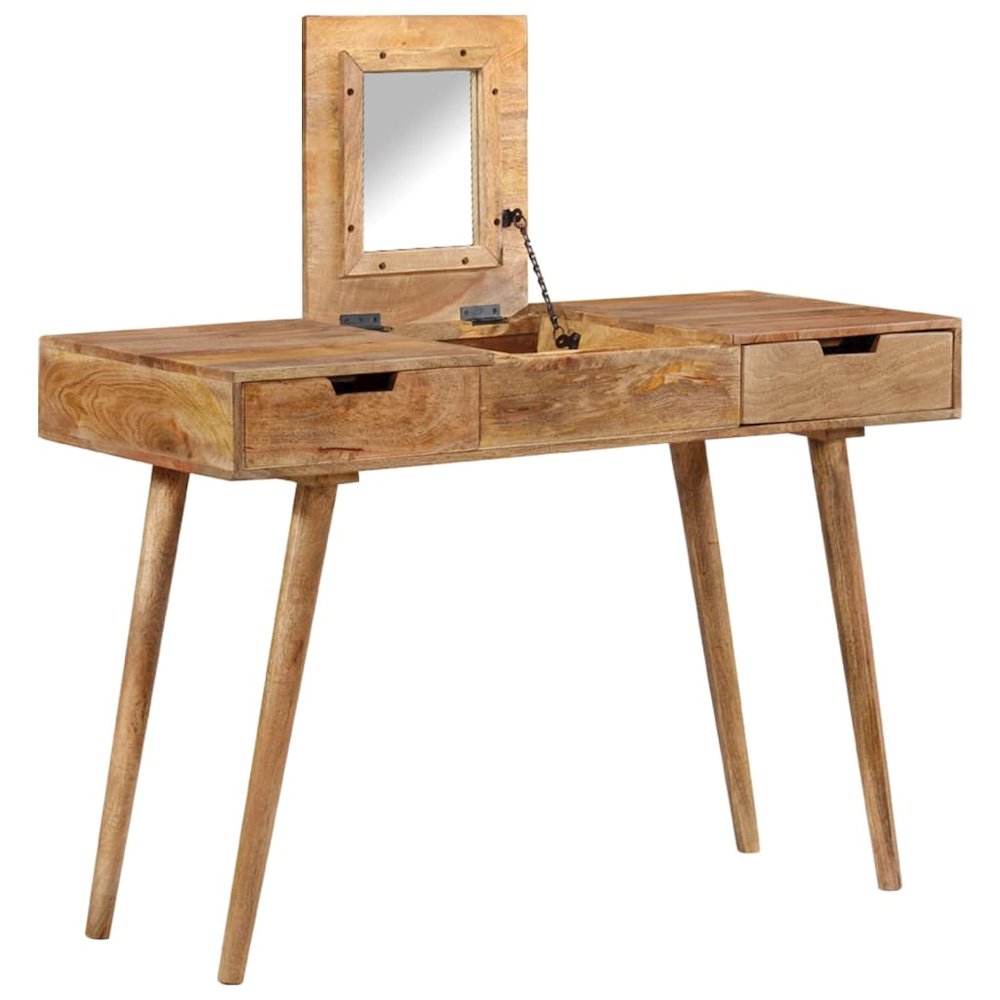 Dressing Table Natural Mango Wood Solid Mango Wood, Engineered Wood