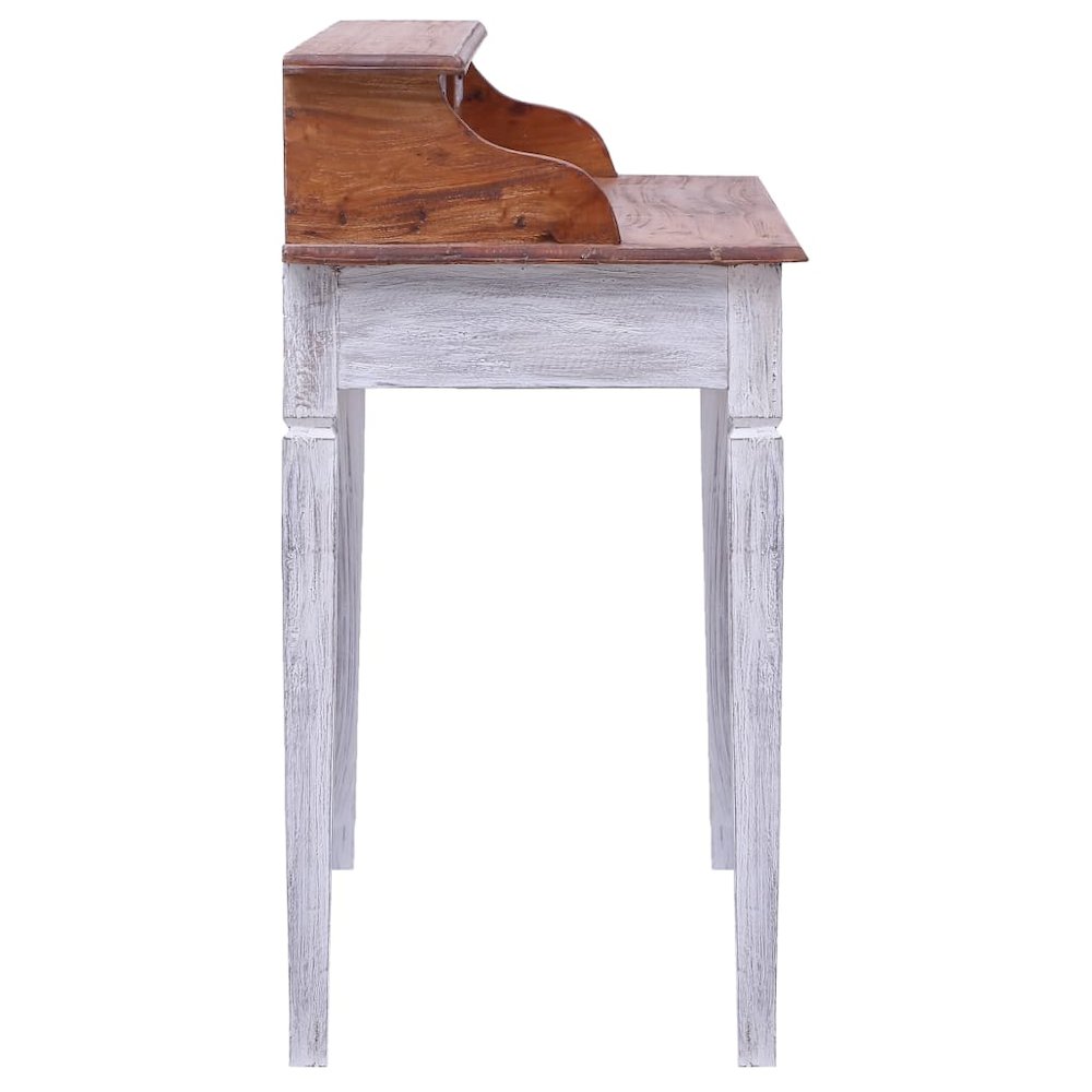 Writing Desk Natural and white Solid mahogany wood Compact