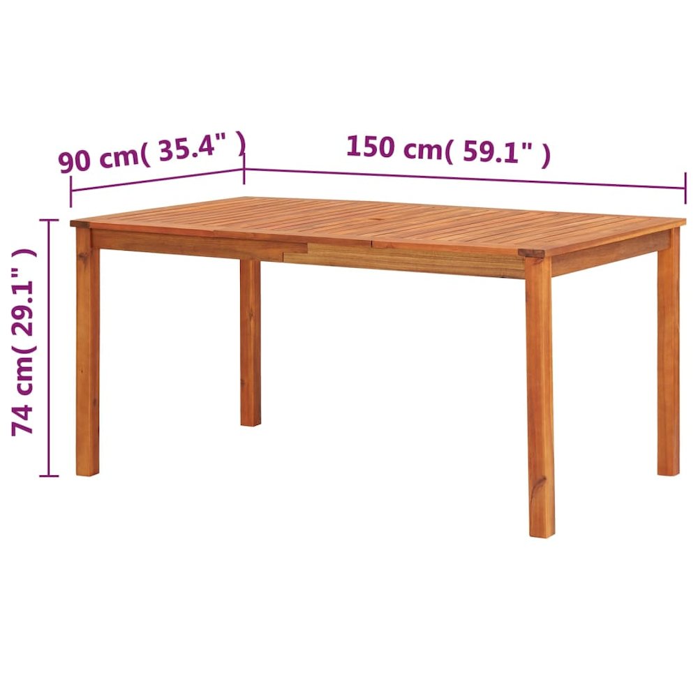 Dining Table Natural Solid Acacia Wood 59.1 x 35.4 x 29.1 in