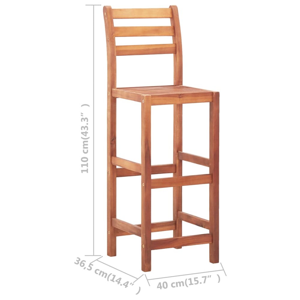 Bar Chair Set of 4 Natural wood Solid Acacia wood Medium