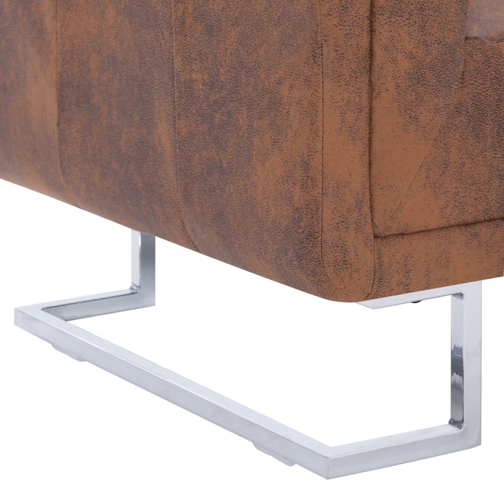 Armchairs Brown Faux suede leather, wood, chrome Medium