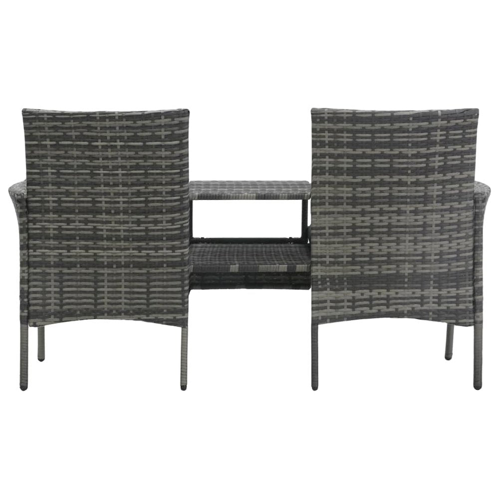 Garden Bench Anthracite PE rattan, powder-coated steel, polyester