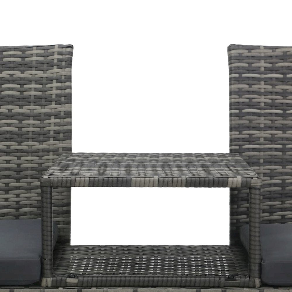 Garden Bench Anthracite PE rattan, powder-coated steel, polyester