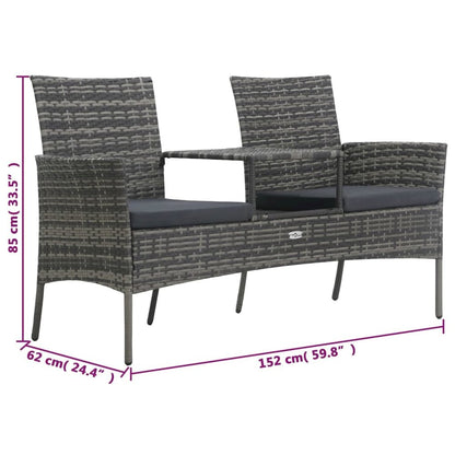 Garden Bench Anthracite PE rattan, powder-coated steel, polyester