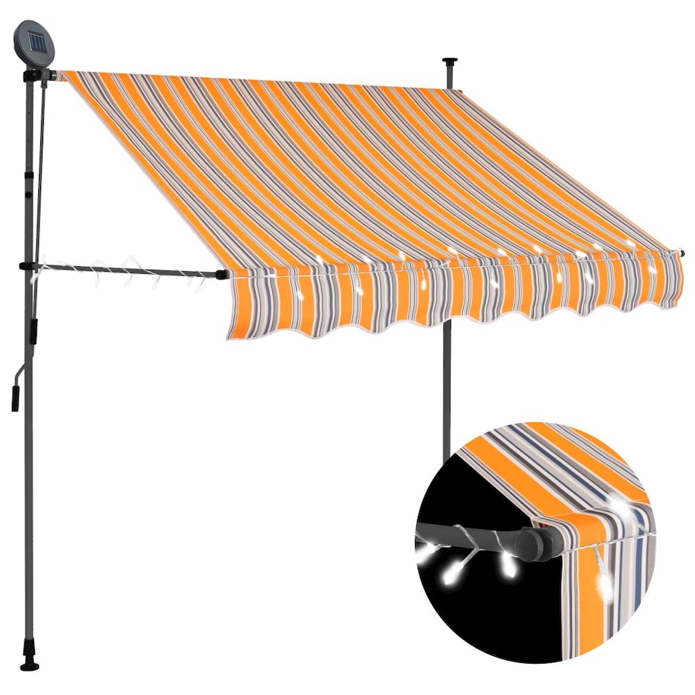 Retractable Awning Yellow and blue Polyester with PU coating, steel
