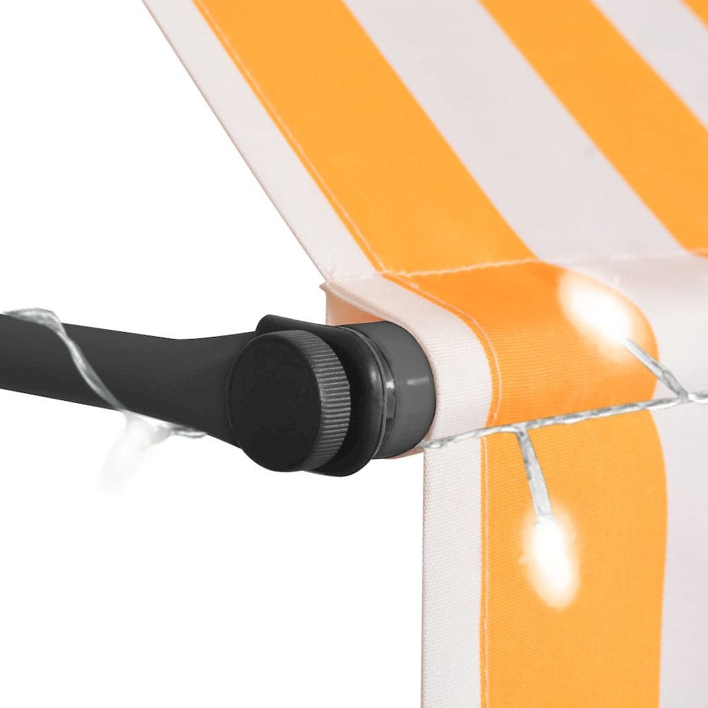 Retractable Awning White and Orange Polyester with PU coating, Steel