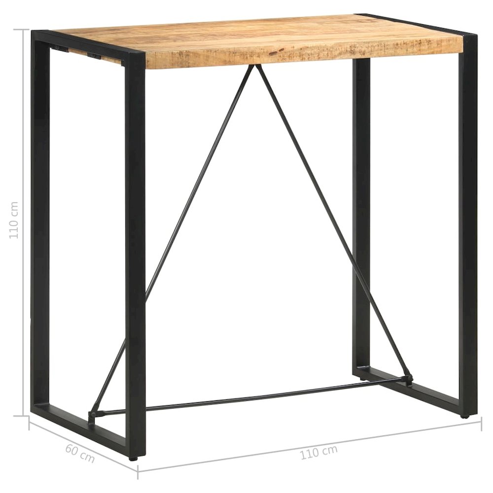 Bar Table Natural Mango Wood Solid Mango Wood, Steel